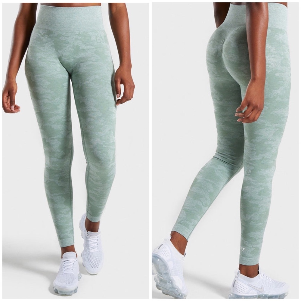 GYMSHARK Camo Seamless Legging Sage Green
